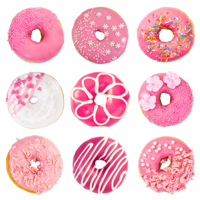 Set Of Strawberry Donuts by Nataliia Pyzhova - Wrapped Canvas Print, 122cm H x 122cm W