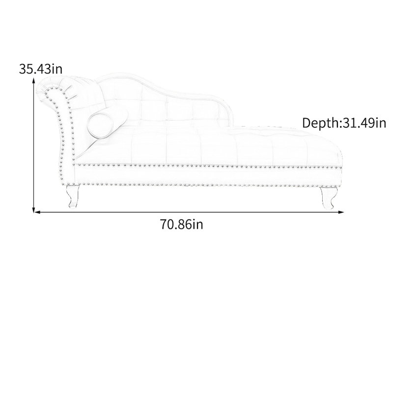 Chaise longue en similicuir tendance et simple, Orienté à gauche (vu de face)