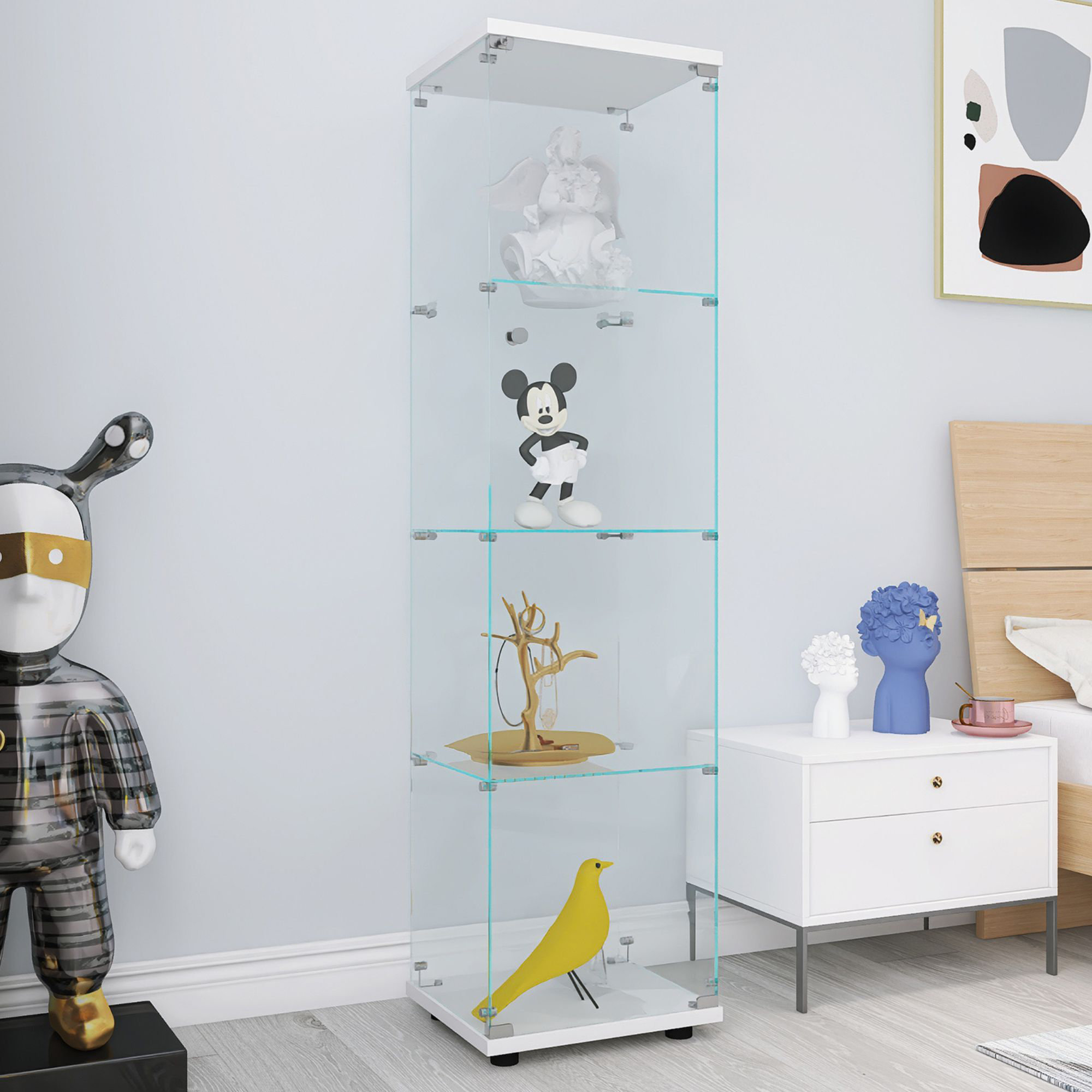 Aroire Curio à 5 Niveaux Avec Porte En Verre, Vitrine En Verre