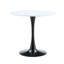 Table de salle à manger ronde en tulipe de 80 cm (31,5 po) avec pied en métal, style milieu du siècle, idéale pour la cuisine, les petits espaces et le salon. Plateau lisse en bois d'ingénierie blanc. Design ergonomique et multifonctionnel.