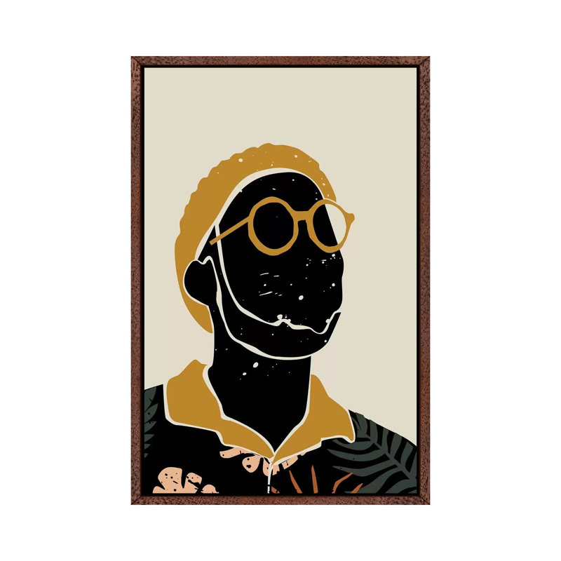 Black Hair VIII by Domonique Brown - Print on Canvas, 66.04 cm H x 45.72 cm W, Classic Brown Wood Framed Canvas