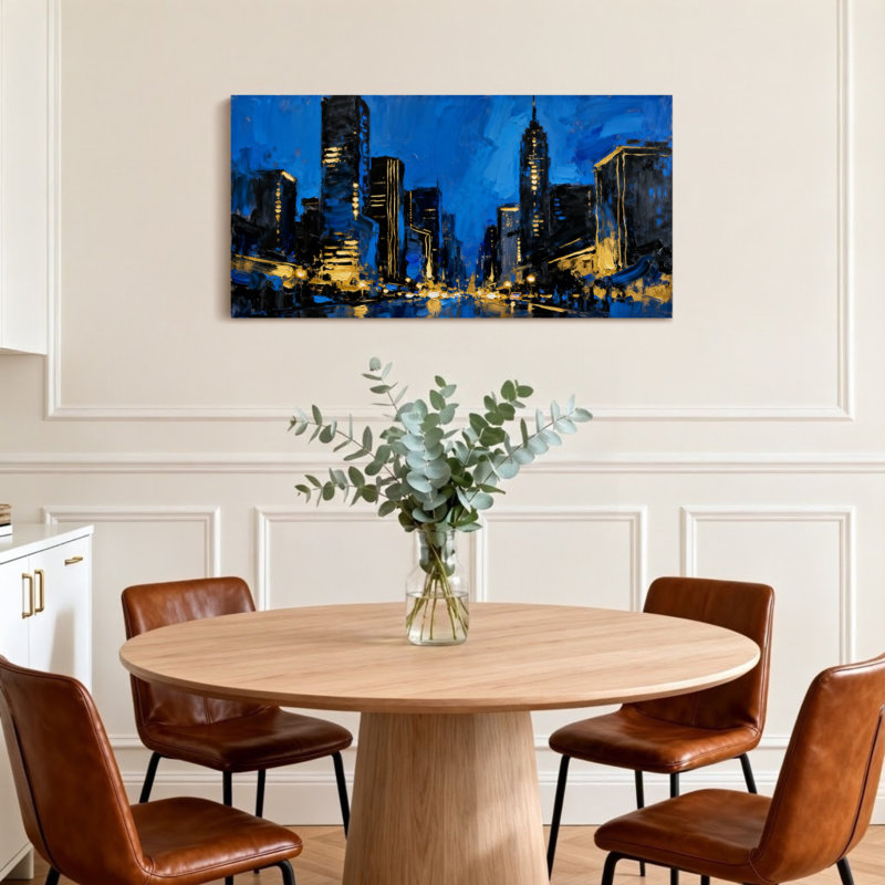 Scène urbaine de paysage urbain, H 16 po x l 32 po