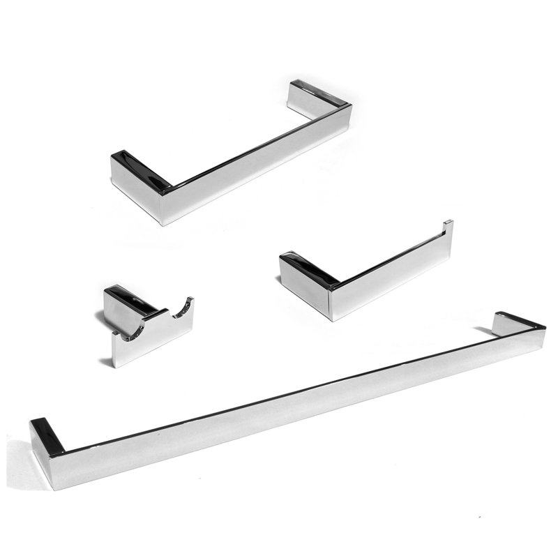 Ensemble de quincaillerie de salle de bain 4 pièces en acier inoxydable massif de qualité supérieure, Chrome poli