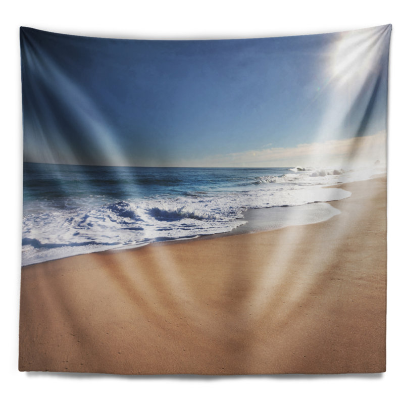 Tapisserie «Seascape Calm Blue Beach» sous un soleil éclatant, H 32 po x l 39 po