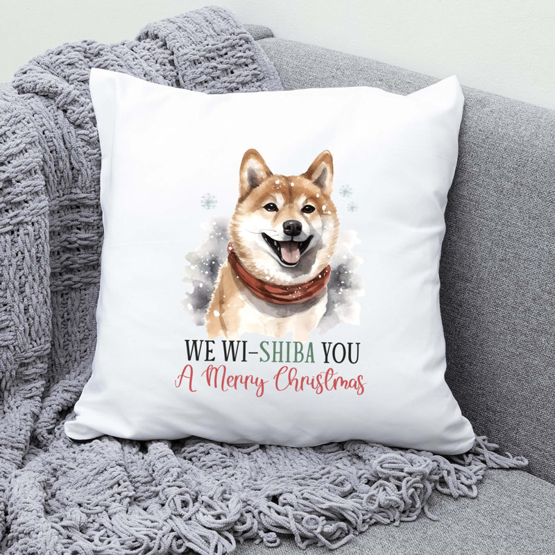 14_shiba Reversible Throw Pillow, 14" x 14"