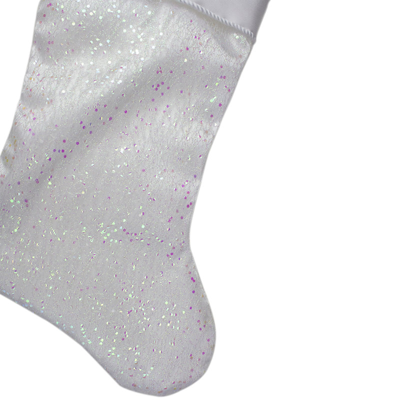blanc 22,25 po avec bas de Noël scintillement rose avec brassard satiné