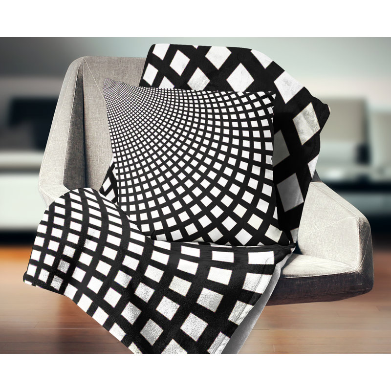 Oreiller abstrait mosaïque pixels carrés, 18 po x 18 po, Coussin décoratif