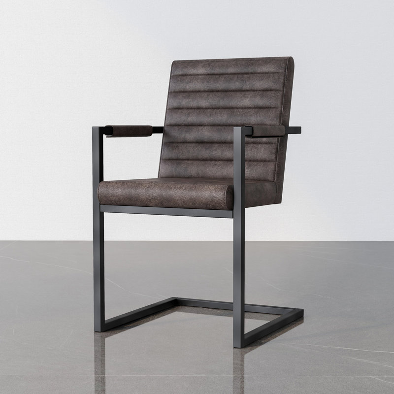 Berkine Upholstered Armchair with Ribbed Back, Dark Brown