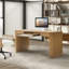 Bureau cannelé en bois massif l 60 po William avec gestion des câbles et prises de courant-2067079405