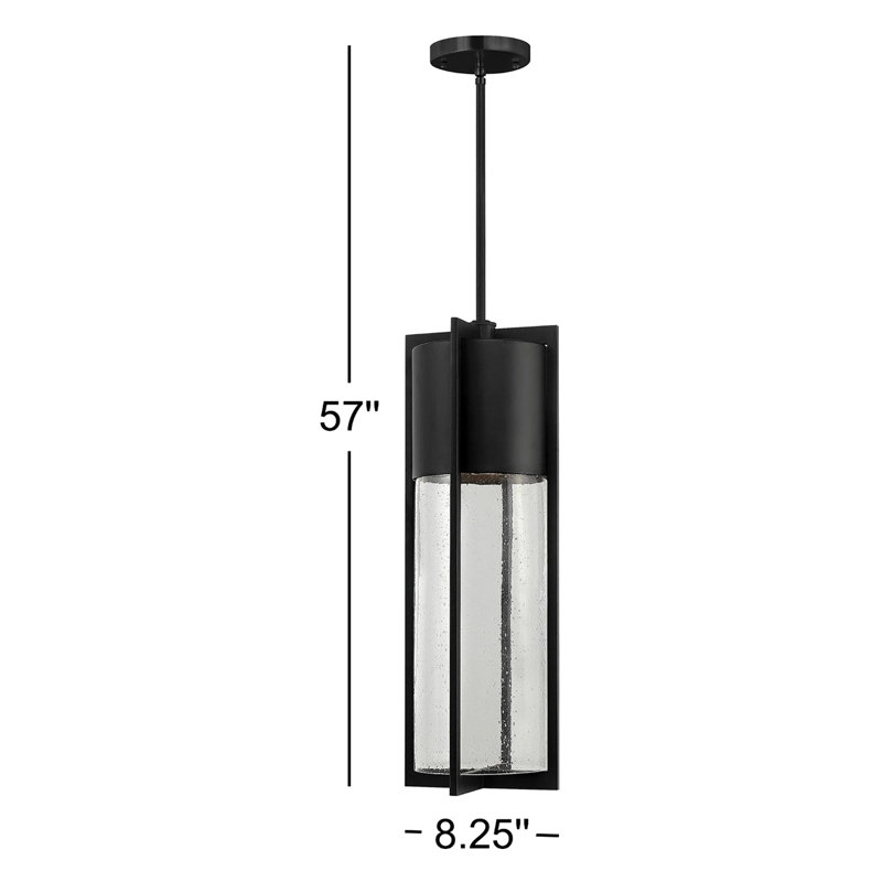Dwell Black 1 -Bulb Mains only Outdoor Hanging Lantern, Incandescent, Black, 24.5" H x 8.25" W