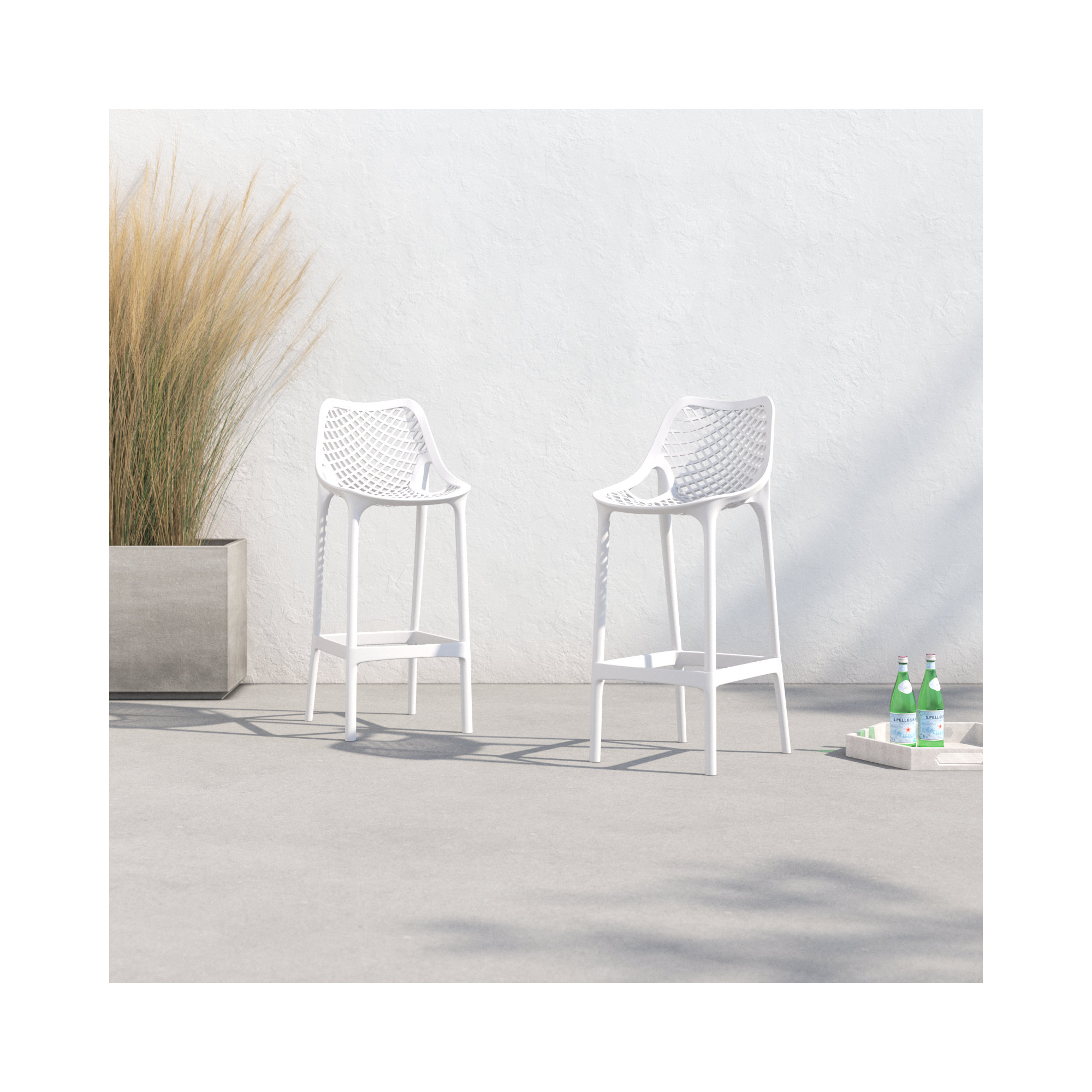 Farrah Patio Bar Stool, White, 29.5"