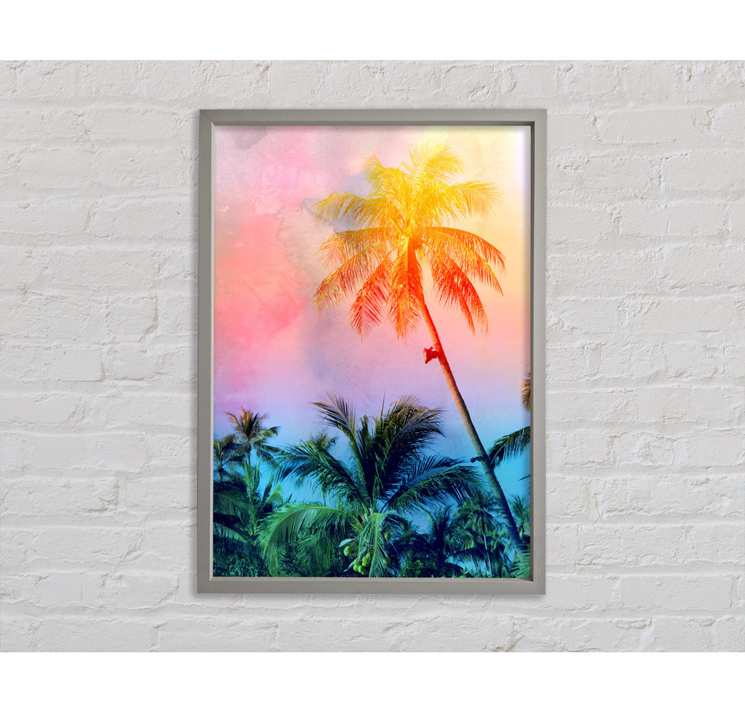 Palm Tree Blaze - Einzelner Bilderrahmen Kunstdrucke auf Leinwand