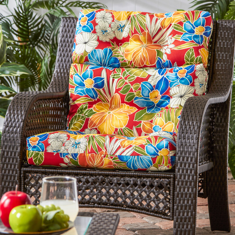 Coussin de chaise d'extérieur à dossier haut Lester, Rouge Aloha, 1