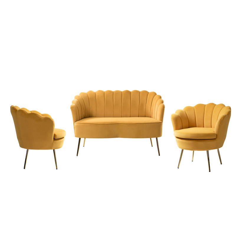 Ensemble de salon Hendrix , Velours moutarde