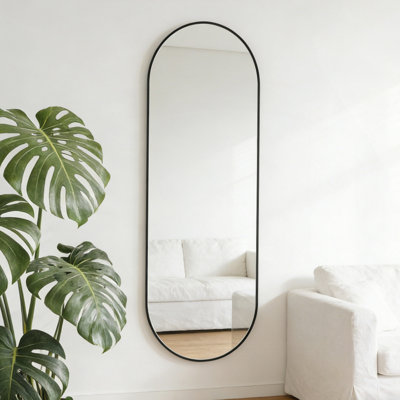 Miroir pleine grandeur avec cadre en alliage d'aluminium brossé antirouille pour une réflexion HD claire dans les chambres, les salles de bain et les vestibules