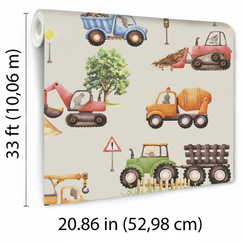 Papier peint Little Builders, Beige