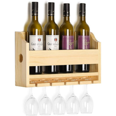 Support à vin mural en verre massif pour 4 bouteilles Miconia