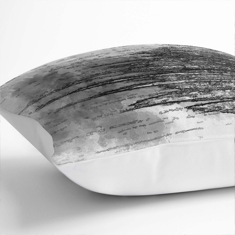 Abstract Square Throw Cushion, 40cm H x 40cm W x 15cm D, White