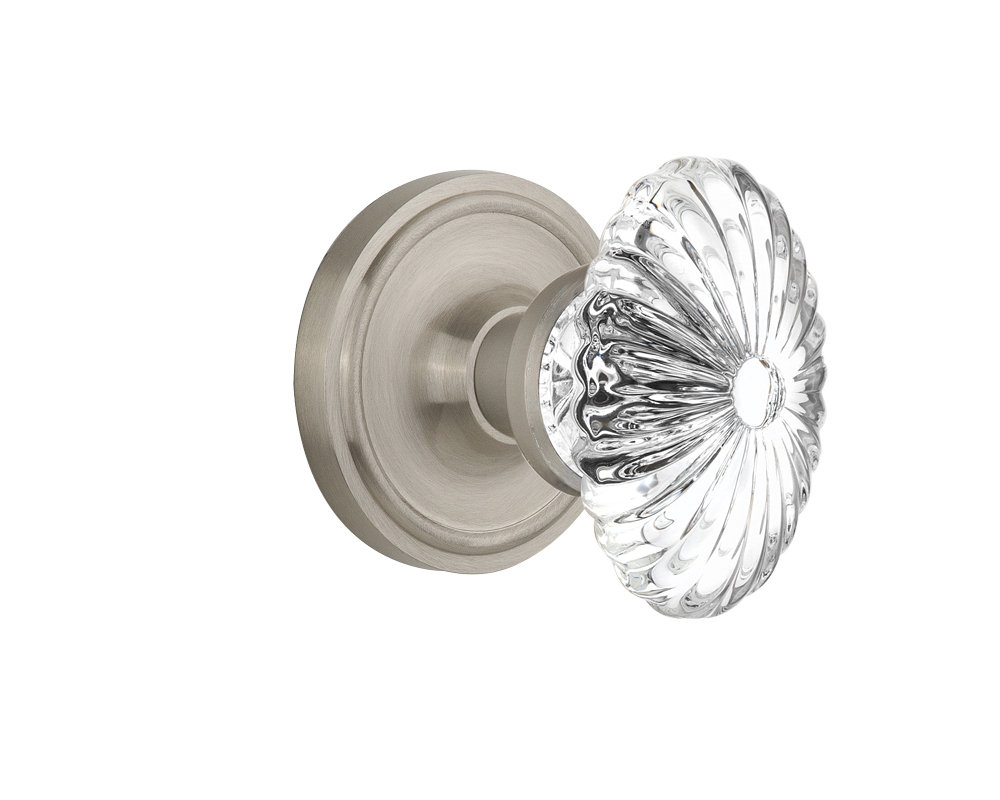 Classic Rosette with Oval Fluted Crystal Door Knob Nostalgic Warehouse 