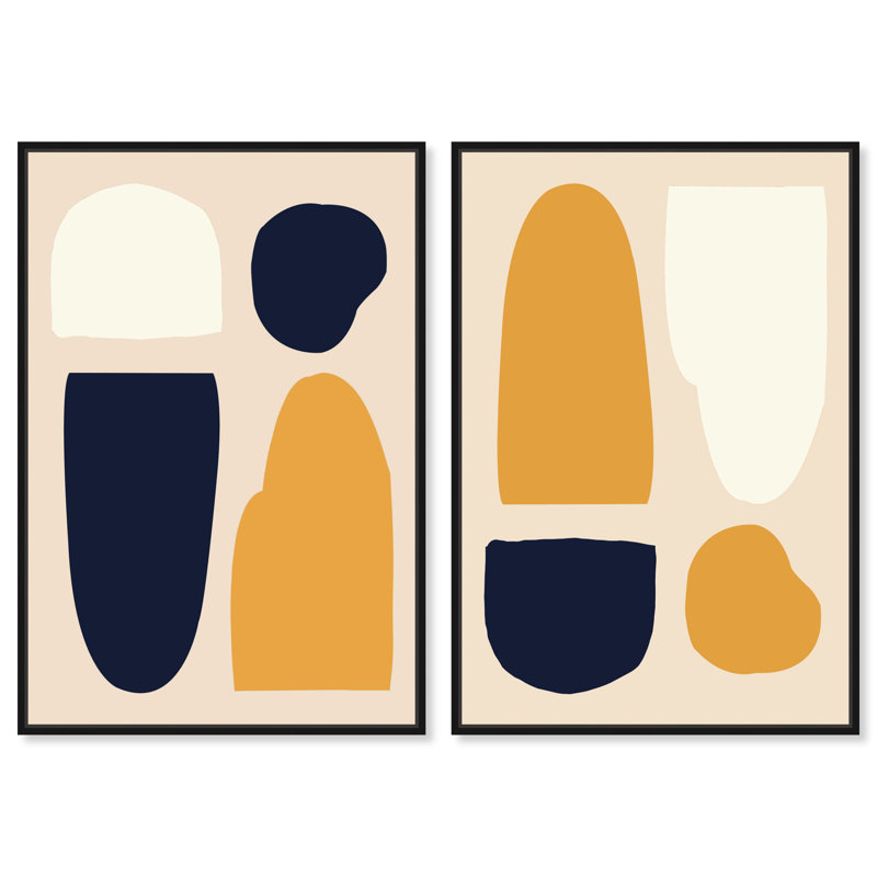 Shapes in Color III - ensemble de 2 impressions, Toile avec cadre noir, H 25 po x l 34 po