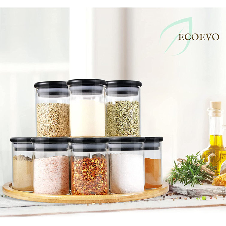 EcoEvo Glass Jars with Black lids, Food Storage Containers with Stackable  Lids, Food Jars and Canisters Sets, Glass Pantry Jars with Airtight Lids (9