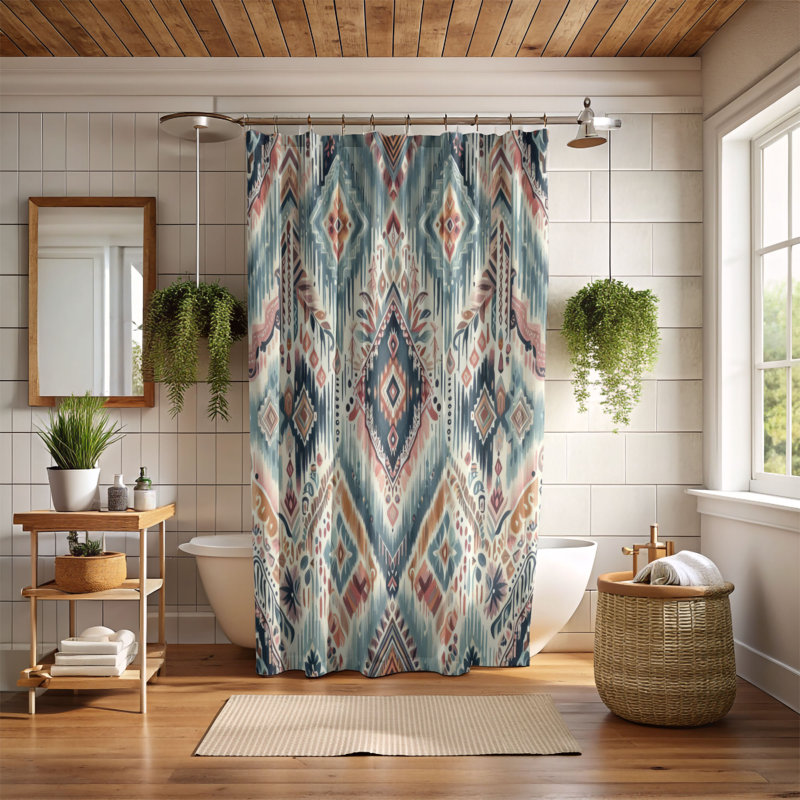 Rideau de douche standard 1 pièce Faccone Bohemian Design, H 74 po x l 40 po
