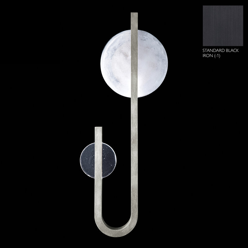 Selene Wrought Iron LED Flush Mounted Sconce, 36" H x 14.5" W x 3" D, Black