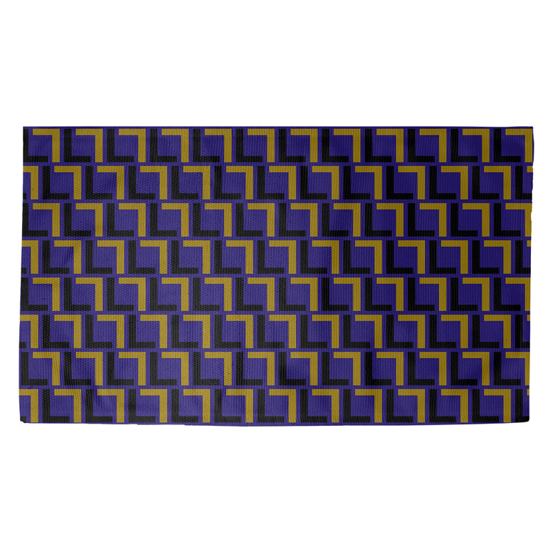 Tapis géométrique noir / bleu / brun, Rectangle 2 pi x 3 pi