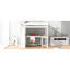 Lit mezzanine blanc avec bureau et tablette. Économisez de l'espace dans la chambre à coucher. Fabriqué en pin massif. . Garde-corps. Parfait pour les petites chambres. 78 po x 57,6 po, 70,9 po. Sans rangement en bois pour matelas.-1667426366