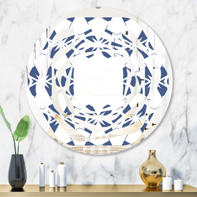 Whirl Floral Retro Botanical Pattern III Modern Frameless Wall Mirror