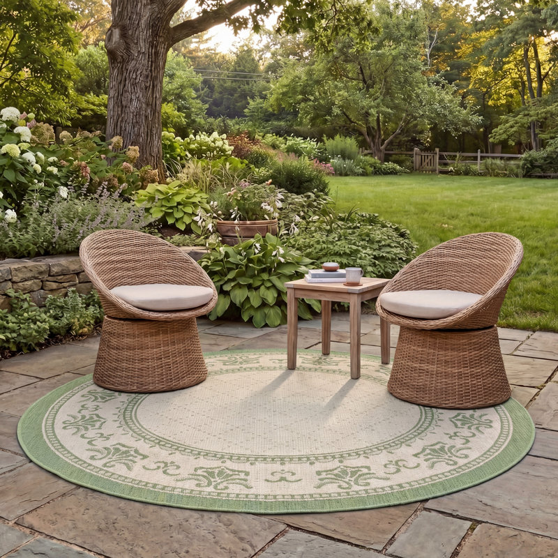 Saboun Performance Oriental Indoor/Outdoor Area Rug, Round 5'3"