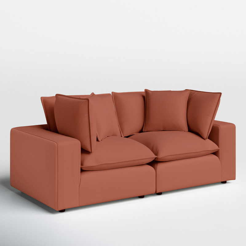 Ellaria 80.4" Square Arm Modular Loveseat with Reversible Cushions, Rust Polyester Blend