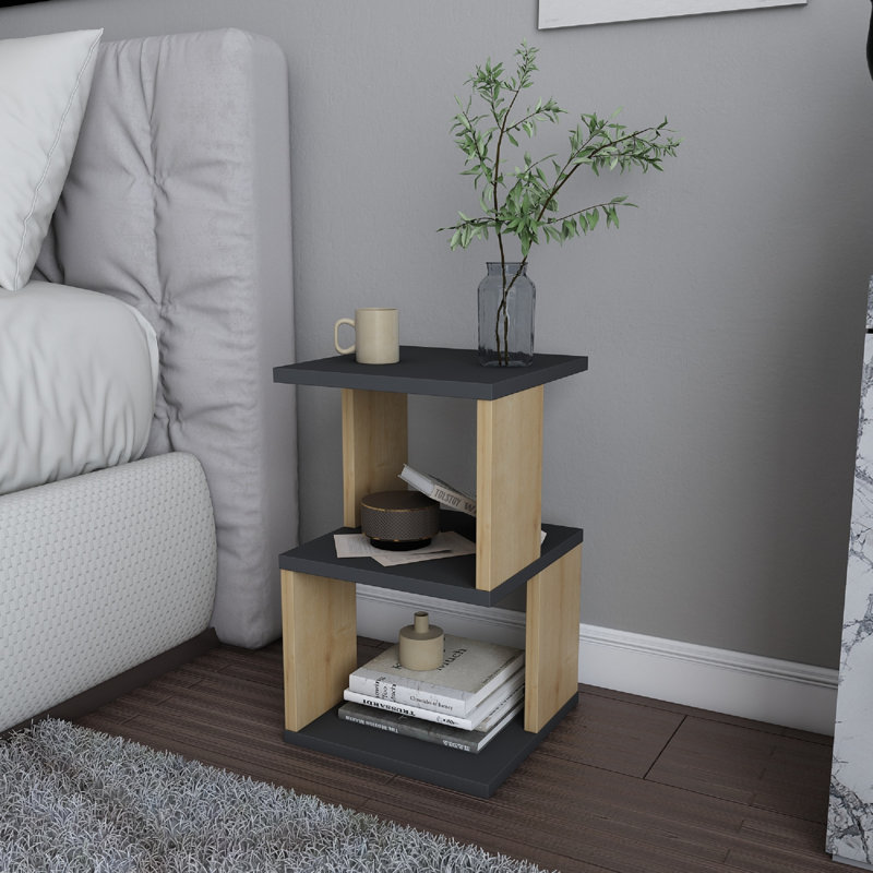 Table de chevet ergonomique Carter, Chêne / anthracite