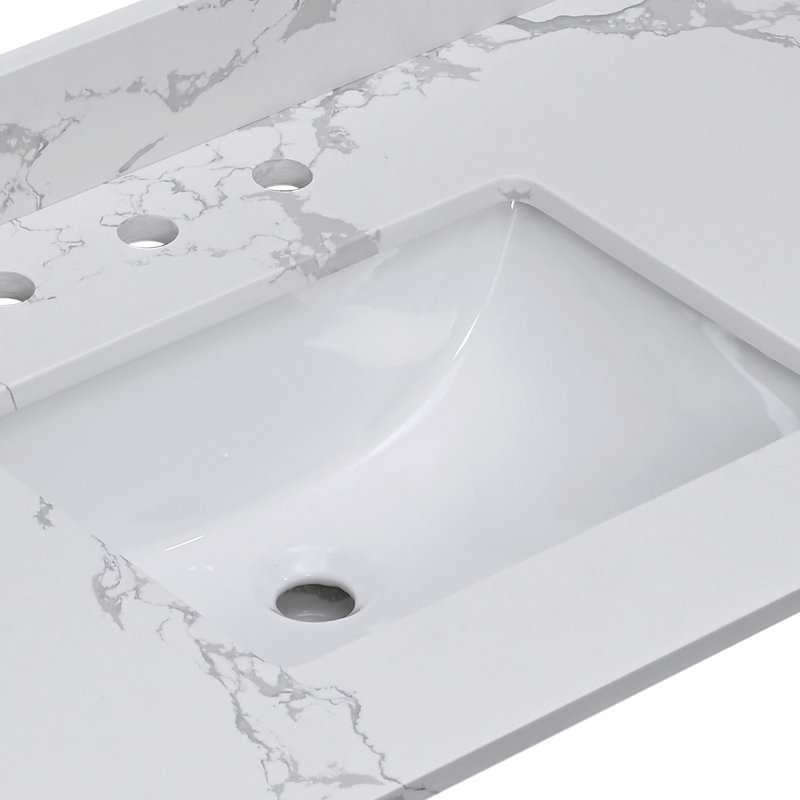 Lavabo de salle de bain en céramique blanc pur - Cuvette rectangulaire profonde avec trop-plein, acide, résistance de décoration de meuble-lavabo pratique, attrayante pour