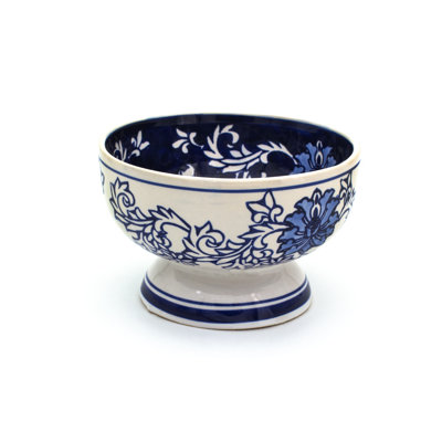Blue Garden 6-Inch White Lotus Footed Bowl