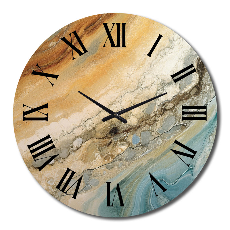 Horloge murale abstraite en métal - Symphonie aqua bleu beige, Très grand
