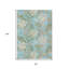 Tapis d'extérieur lavable 8 pi x 10 pi bleu sarcelle, vert olive, vert, feuilles botaniques