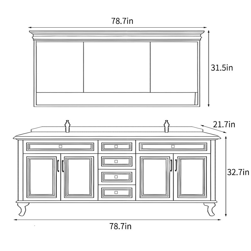Totterdown, 32.7" H x 79" W x 21.7" D