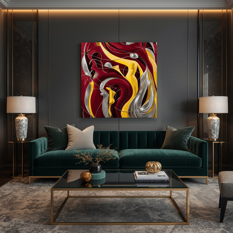 Abstrait art figuratif sur toile rouge 32, 12" H x 12" W