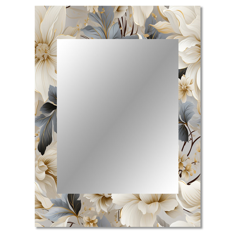 Huber Urban Victorian Splendor Victorian Pattern - Floral Unique Wall Mirror, Floral Mirror, Printed Metal Art, 40" x 30"