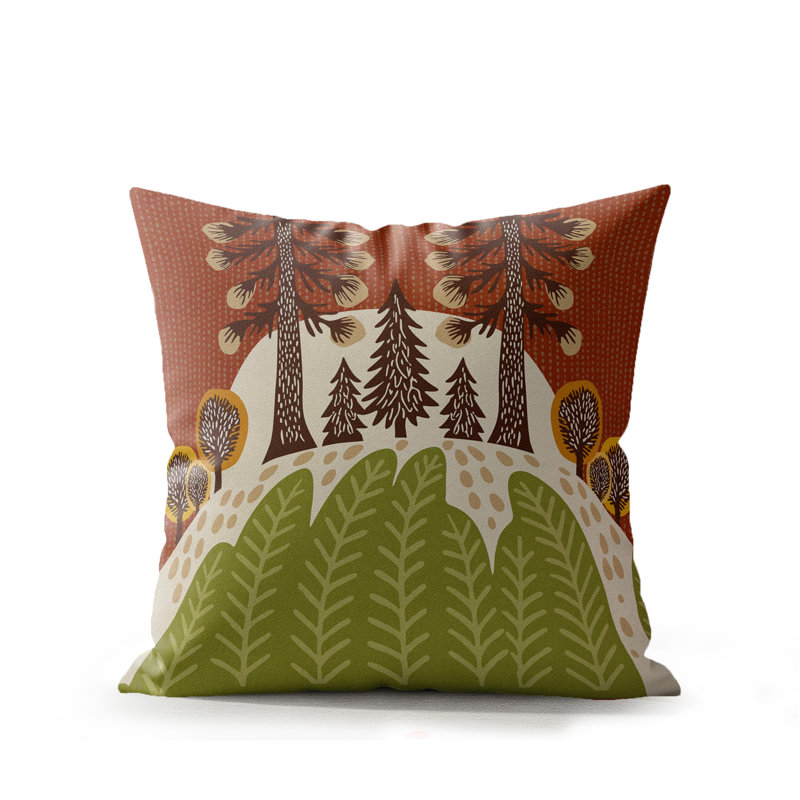 Tilo Microsuede Square Pillow, Brown/Green/Beige, 16x16