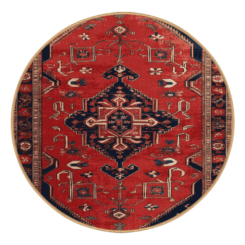 Tapis brun turc lavable à la machine, Rond 4 pi