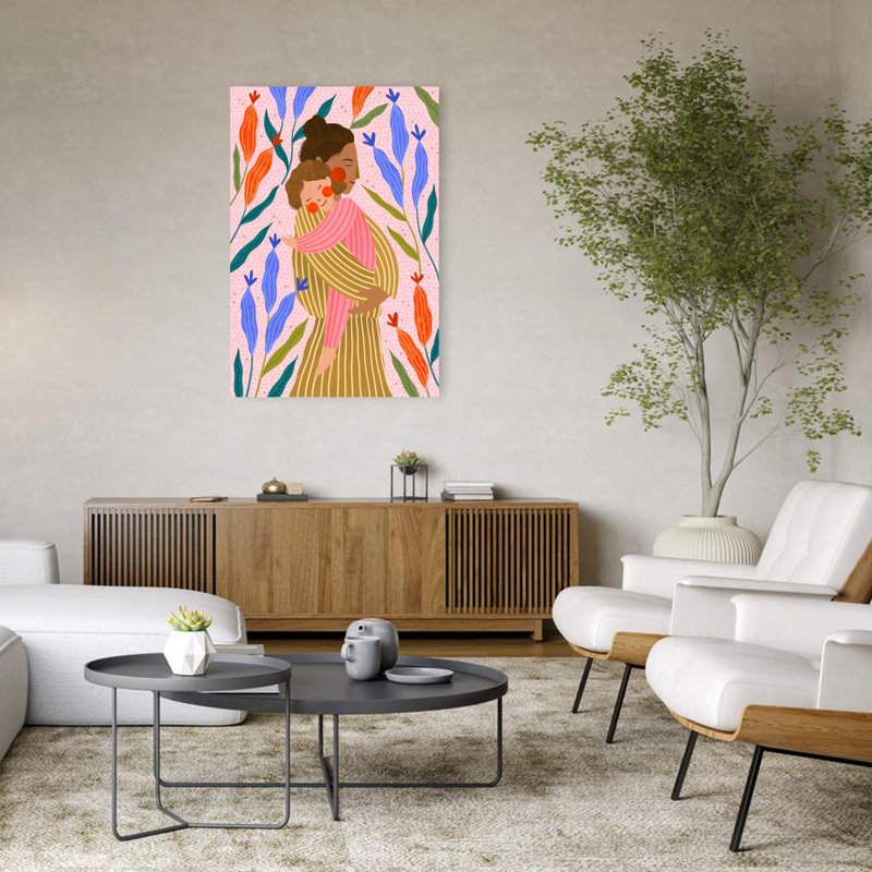 Gentle Mother'S Embrace Peaceful Serene Contemporary Nature Flower Wall Art Print 1 Piece Wrapped Canvas Wall Art