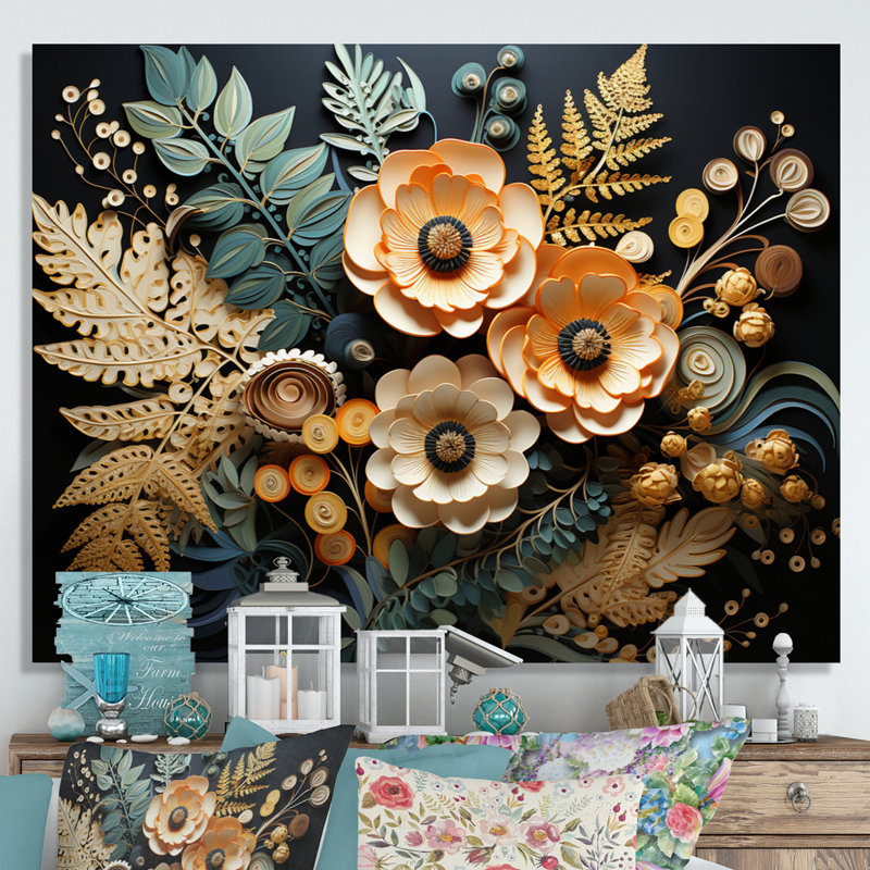 " Ferns Copper Elegance III ", H 30 po x l 40 po x P 1,5 po, Toile tendue