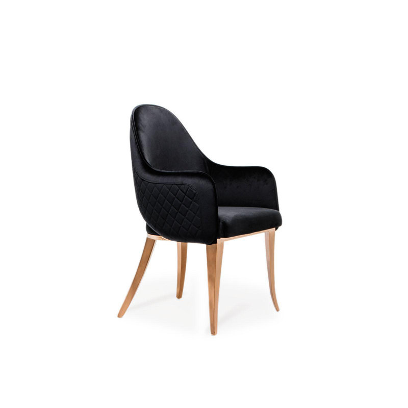 Chaise d'appoint en velours Merriott, Noir, Or