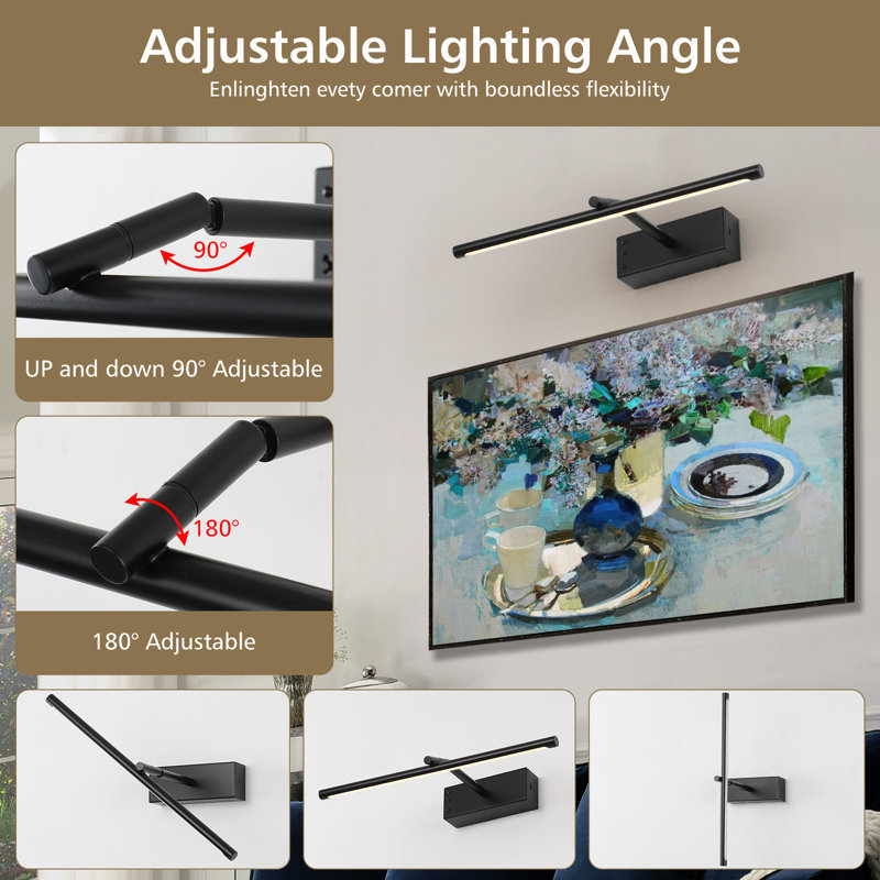 Lampe DEL 15,55 "à intensité variable avec 3 températures de couleur (3000K / 4000K / 6000K), Noir mat