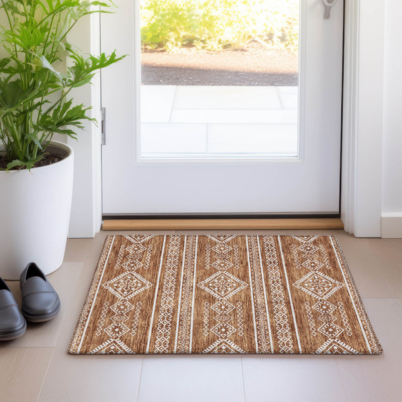 Tapis paprika de qualité supérieure lavable à la machine Prisco, Rectangle 1 pi 8 po x 2 pi 6 po