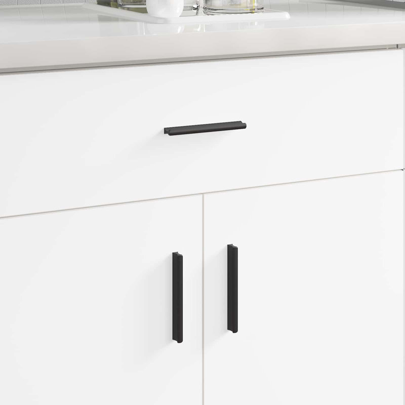 Vidaxl Handle Wall-Mounted Black Aluminium Furniture Cabinet D-Pull Storage