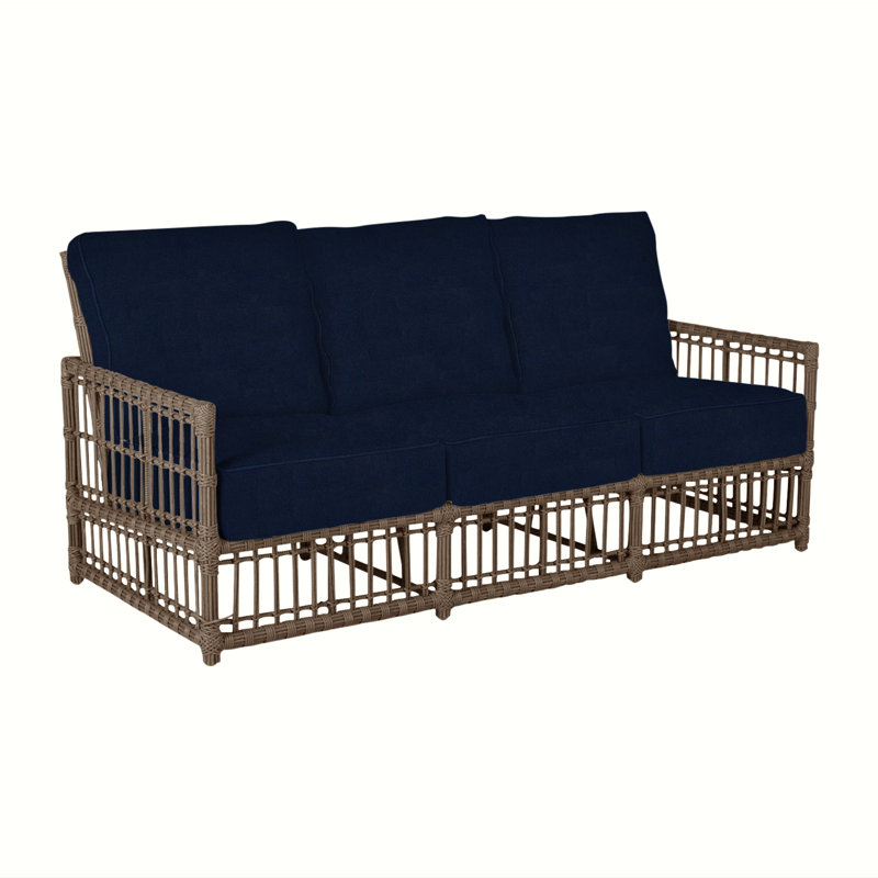 Newport Woven Sofa - Burlap, Indigo Velvet, Welt, Newport #66 Burlap