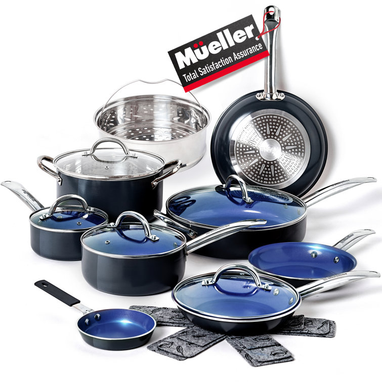 Mueller 14 - Piece Non-Stick Aluminum Cookware Set & Reviews
